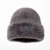 Korean New Winter Hat for Women's Big Head Wing Letter Wool Hat Imitation Mink Hair Autumn and Winter Warm Knit Hat Trend