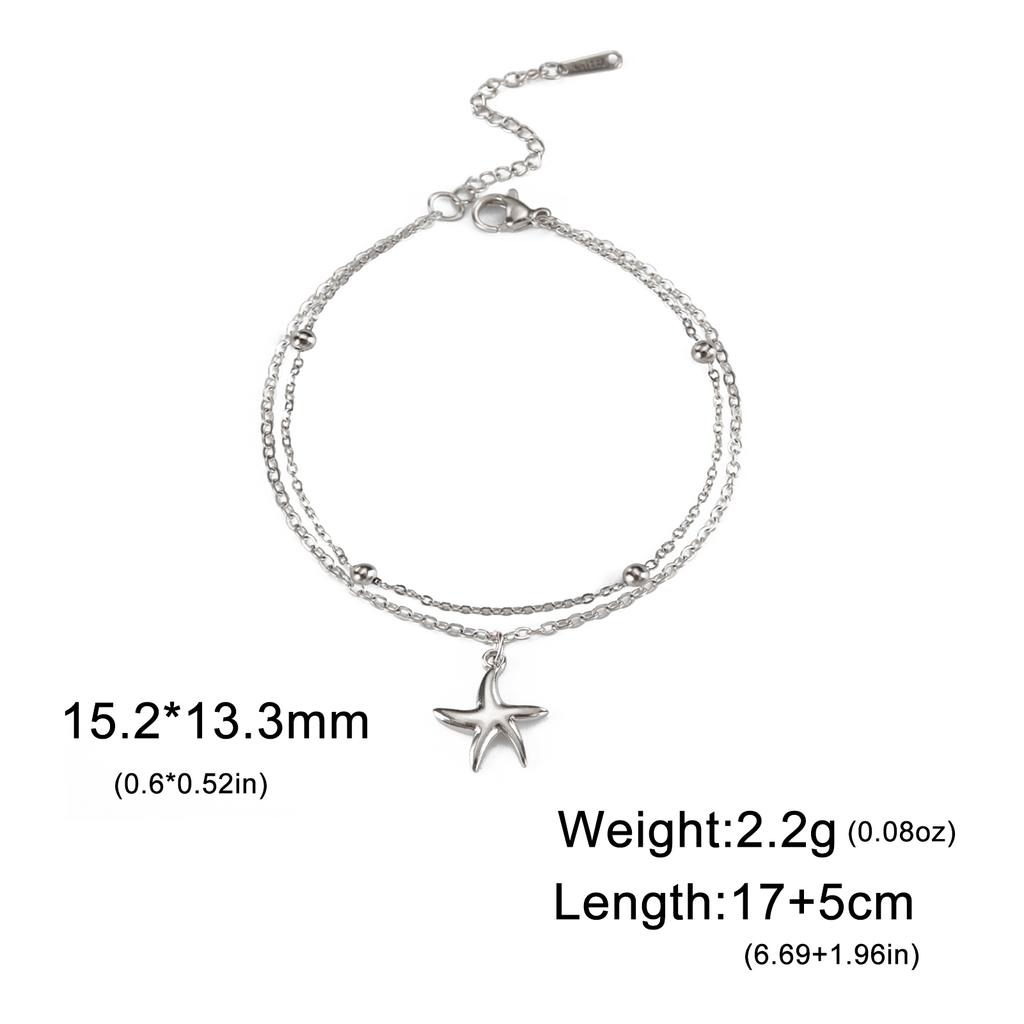 Cazador Sea Starfish Charm Women's Bracelet Stainless Steel Jewelry Double-layer Beads Chains Hand Bracelet Gift 2026 Wholesale