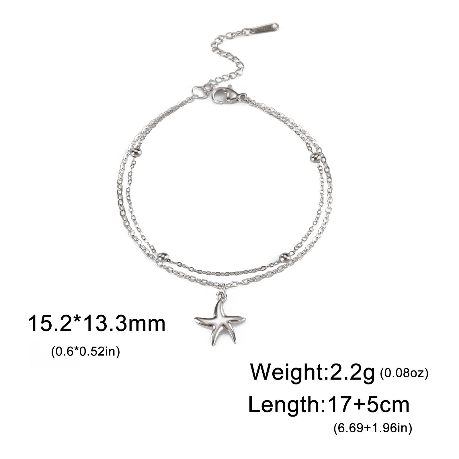 

Cazador Sea Starfish Charm Women s Bracelet Stainless Steel Jewelry Double-layer Beads Chains Hand Bracelet Gift 2026 Wholesale 17-22 cm