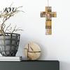 Handcrafted Wood Cross Decor Easter Wooden Ornament, Rustic Hanging Pendant with Hemp Rope Wall for Decor, Religious Home Decoration, Solid Scripture