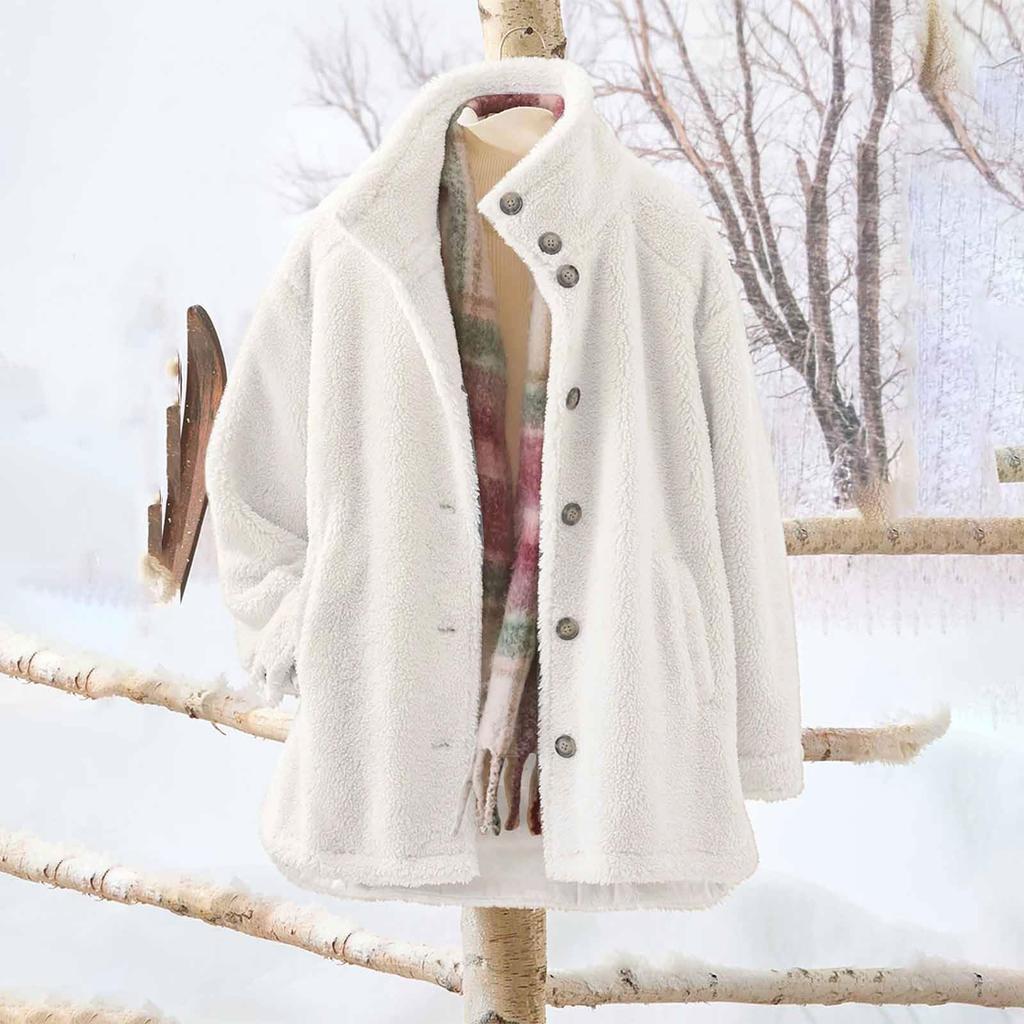 Women's Oversized Cardigan Sweatshirt With Button-Down Collar In Solid Color