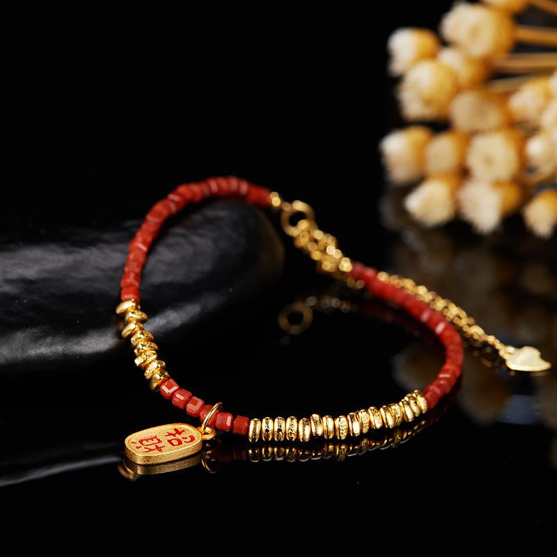 New Natural Red Agate S925 Silver Bracelet for Women's Fashion, Simple and Versatile