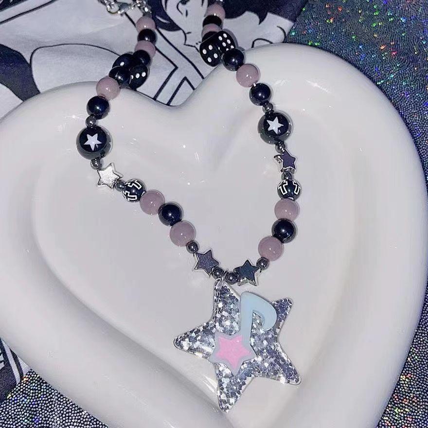 Knock Suitable for Summer Drop Rainbow Candy Necklace Female Niche Accessories Sweet Cool Babes Collarbone Chain Tide