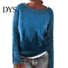 Women Jumper Winter Knitted Crew Neck Long Sleeve Color Comfortable Block Loose Fit Sweater Breathable Warm Pullover Knitwear