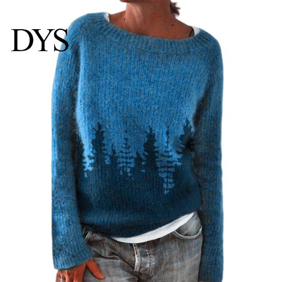 Women Jumper Winter Knitted Crew Neck Long Sleeve Color Comfortable Block Loose Fit Sweater Breathable Warm Pullover Knitwear