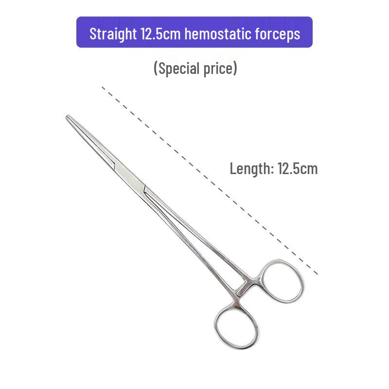 Stainless Steel Hemostatic Forceps - Pet Pliers, Needle Holder, Cupping Clip, Surgical Vascular Tool (Straight & Curved Tips)
