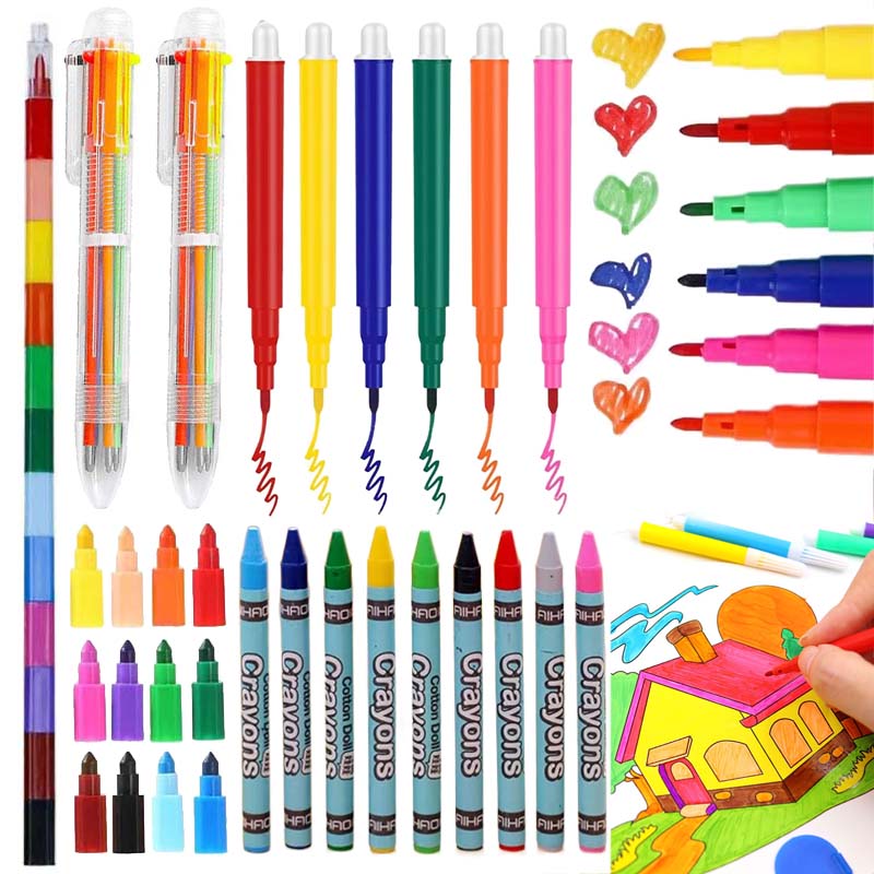 1~5pack Drawing Pen Crayon Marker Ball-point Pen Multiple Colors Suitable for Paper Non-woven Canvas Painting School Supply TMZ