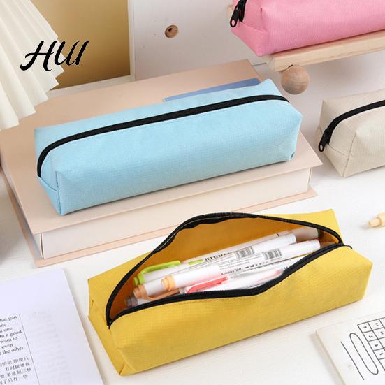 Low-saturation Color Pouch Oxford Pencil Case, Large Capacity Pen Bag, Simple Student Case Zipper for School Office, Lightweight Stationery Organizer