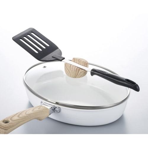 Bestco Ceramic IH Mini Grill Pan, 18x24cm, with Glass Lid, Oval, Snow White, ND-6762, Days Cerati