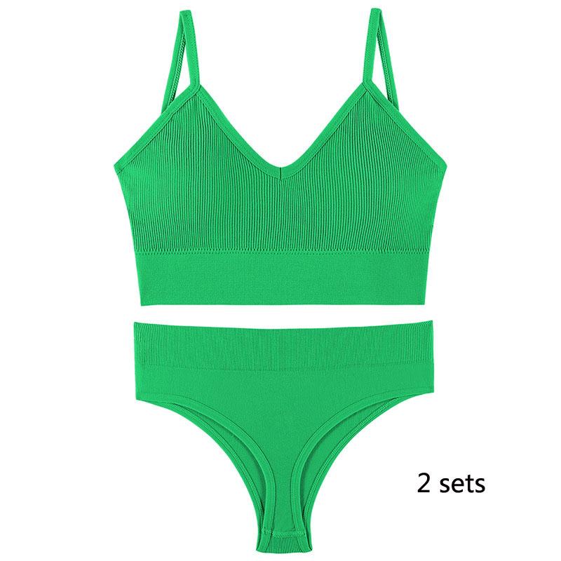 Underwear Set Lingerie Female Sexy Halter Beauty Tank Top Thin Section French Triangle Cup Without Steel Ring Gathered Bra Set