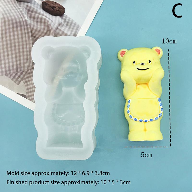 Cute Bear Cake Silicone Mold Diy Handmade Resin Mold Candle Making Mold Mochi Dessert Cake Squishy Toy Mould