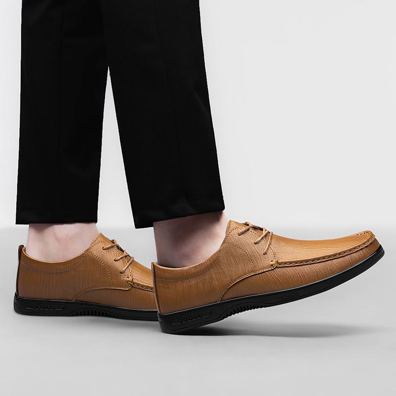 Fashion Quality Genuine Leather Office Business Flats Luxury Brand Breathable Mens Driving Shoes Soft Soled Lace-up Oxford Shoes