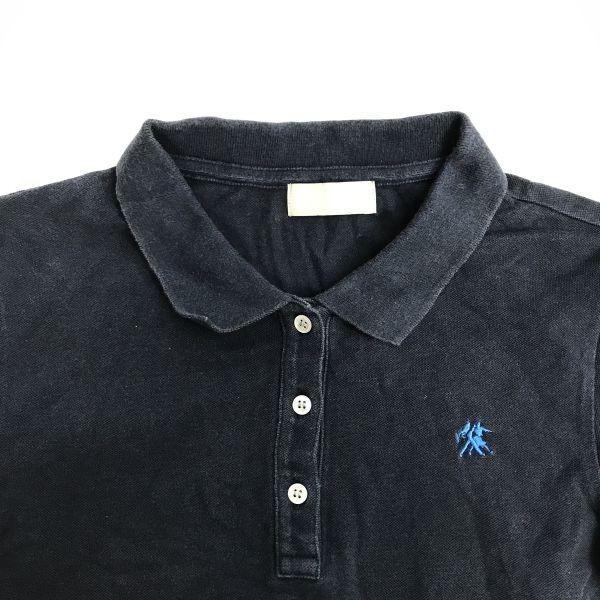 MARGARET HOWELL Japan Made Short Sleeve Polo Shirt Navy Size 2 Ladies Cotton Tops(USED)