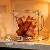 Återanvändbar Baconugn 2,1L Borosilikatglas Ugnsform Mikrovågsugn Baconmakare med Inbyggt Munstycke Värmetåligt Köksredskap för Fett