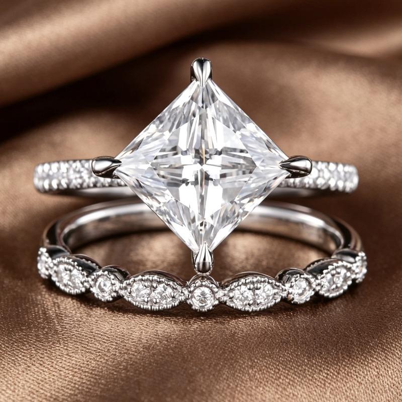 Strictly Selected New Products, Women's Diamond Rings, Simple Square Diamond Accessories, European and American Couples' Rings