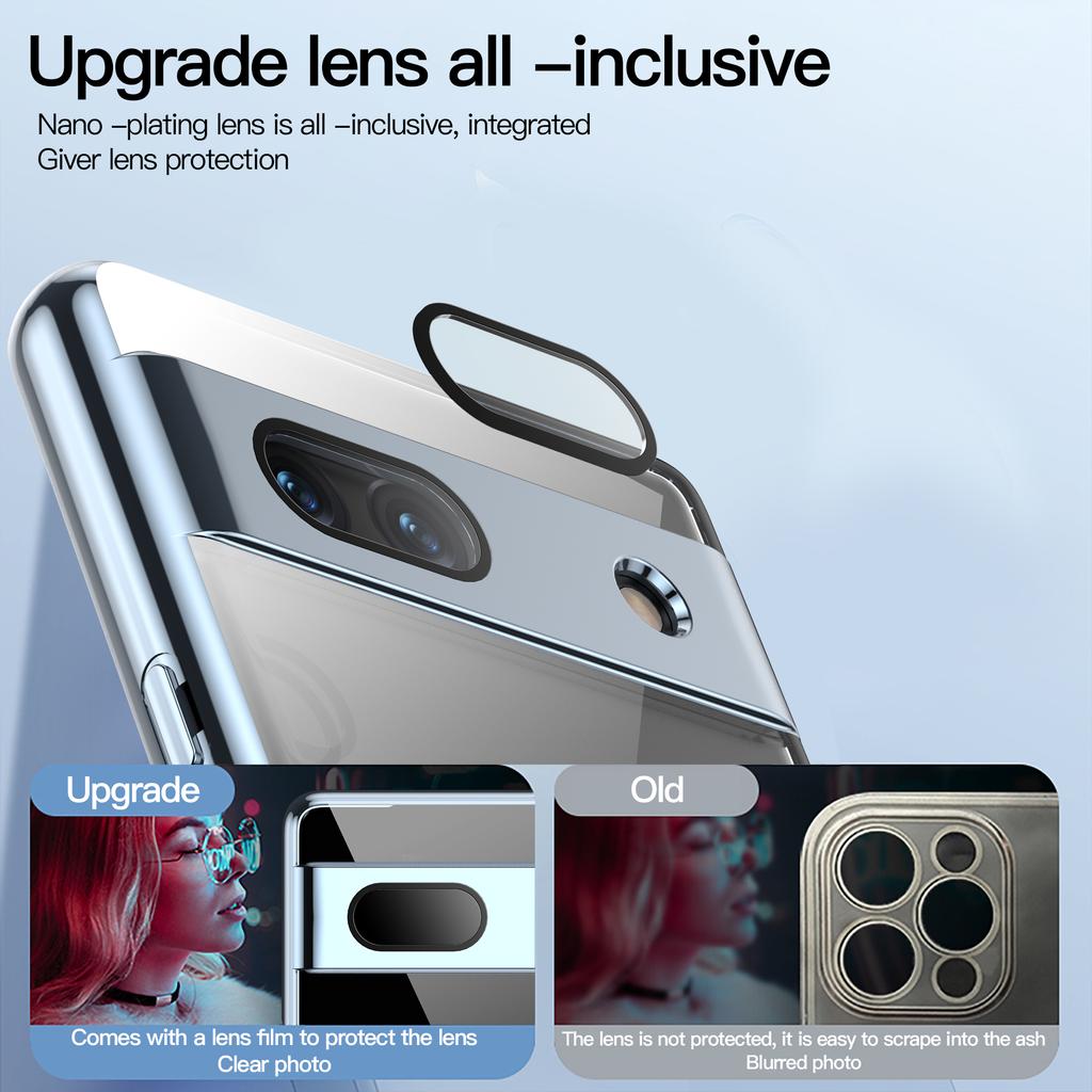 Magnetic Clear Case for Google Pixel 7a,TPU Electroplated Phone Cover with Lens Protector