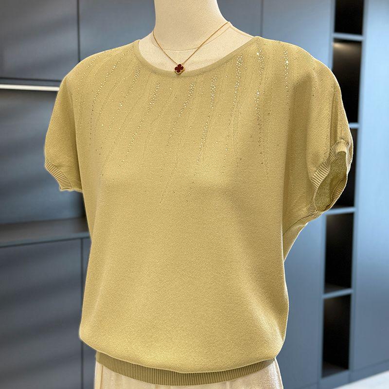 

Chic Mom s Knit Top: Women s Summer 2026 Short Sleeve T-Shirt for Middle-aged and Elderly - Fashionable & Versatile M (Recommended 90-105 lbs) grass зелений колір