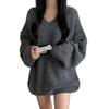 Knit Long Sleeve Loose Korean Suitable for and Winter [CCGGOWMM] Women's Sweater, V-Neck Pullover, Fit, Cute, Stretchy, Figure-Flattering, Casual,