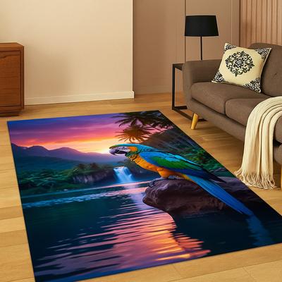 Colorful Macaw Budgerigar Bird Parrot Carpet Rug for Living Room Sofa Home Bedroom Doormat Decor,Playroom Non-slip Area Rug Gift