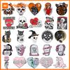 Horror Skull Heart Enamel Pin Brooch Halloween Punk Goth Snake Flower Black Cat Spider Witch Gift Friends Lapel Accessories