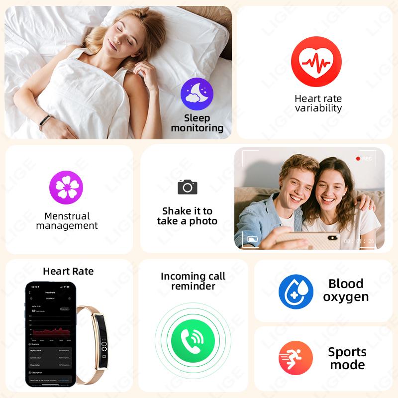 Smart Bracelet Heart Rate Blood Oxygen Health Monitor Pedometer Sports Fitness Tracker For Men Women Electronic Smartwatch