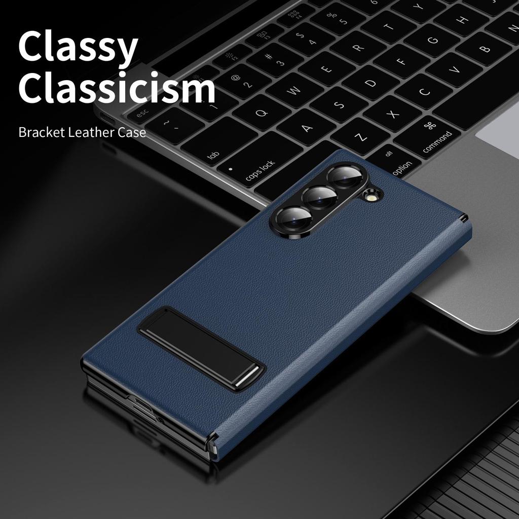 Capa Samsung Z Fold7 de Couro com Suporte Flip para Fold6/5/4/3 - À Prova de Queda, Protetora, Compatível com Comércio Eletrônico Transfronteiriço