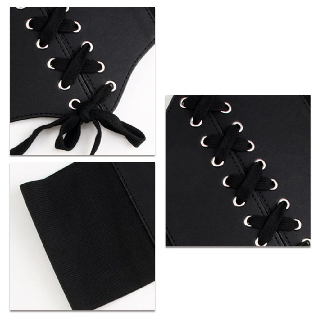 Elastic Waist Belt Stretch Lace Up Fashionable Elegant PU Wide Corset Belt for Women Black Free Size