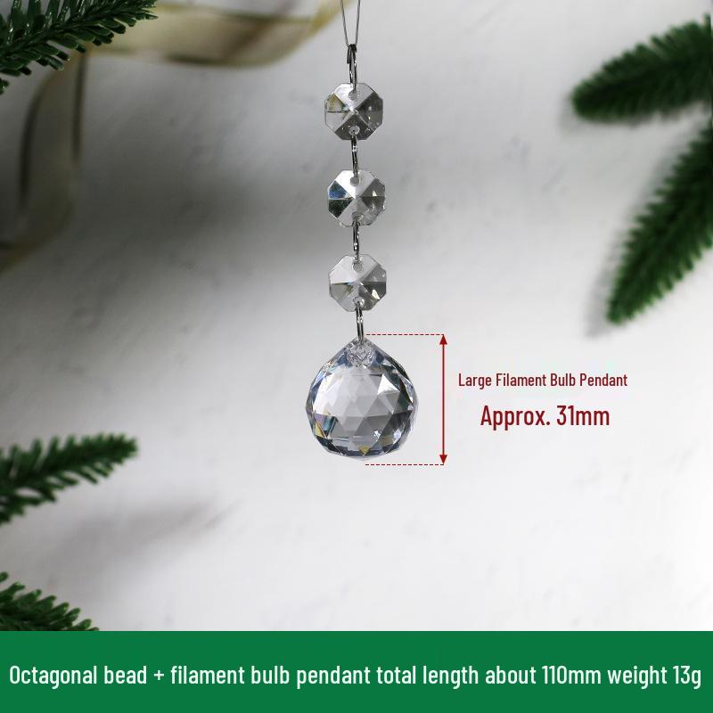 Transparent Acrylic Snowflake Ornament Set with Crystal Bead Strings for Christmas Tree Decoration