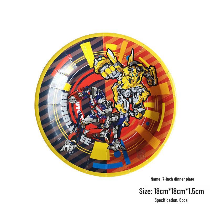 Transformers Bumblebee & Optimus Prime Kids Birthday Party Set: Cups, Plates, Banners, Tablecloth