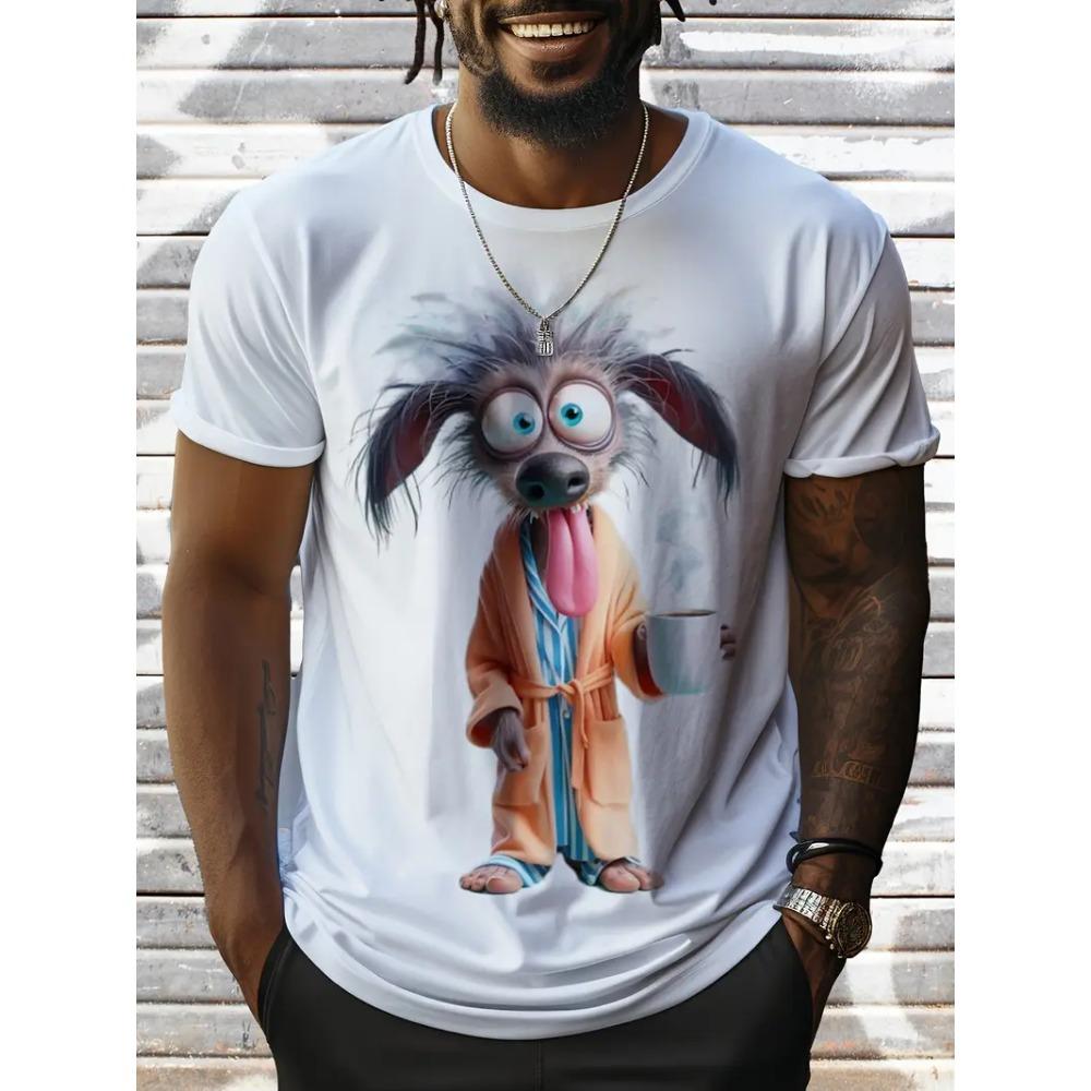 

Летняя мужская уличная повседневная дышащая футболка с коротким рукавом и 3D-принтом с изображением животных из мультфильмов, большая свободная мужская детская футболка 160
