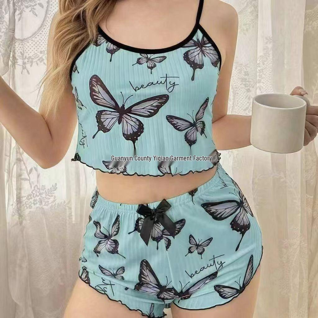 Butterfly Print Women's Camisole and Shorts Homewear Set