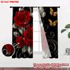Set Of 2 Flat Printing Happy Valentine Day Window Drapes Romantic Red White Rose Butterfly Digital Printed Polyester Curtains Made