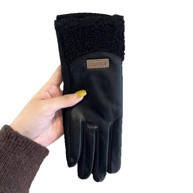 Gloves women's winter warmth, velvet and thickened new outdoor riding electric vehicle windproof and cold-proof five fingers
