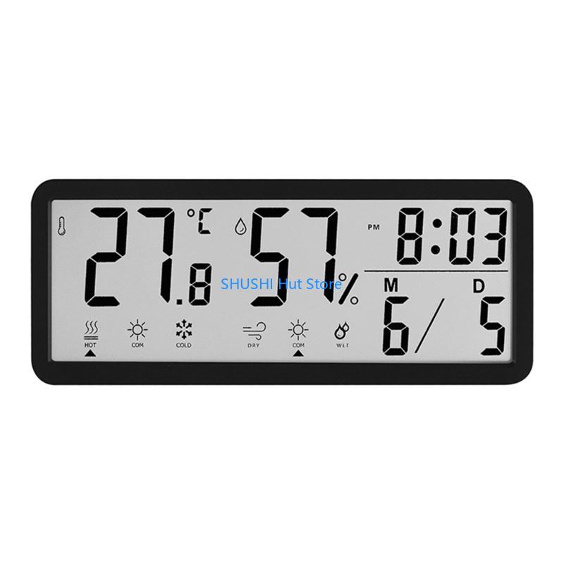 

Stylish Table Digital Clock with Multiple Function Temperature Humidities LCD Display Wall Desk Clock for Home or Office D57B чёрный