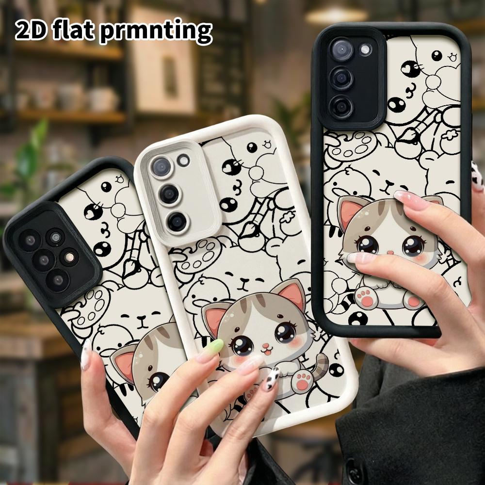 Phone Case: 2D Flat, Suitable for Samsung Galaxy A34 A35 M05 M06 S20 S22 S21 FE Plus 5G Protective Cases, Gray Spotted Kitten, Perfect Christmas and H