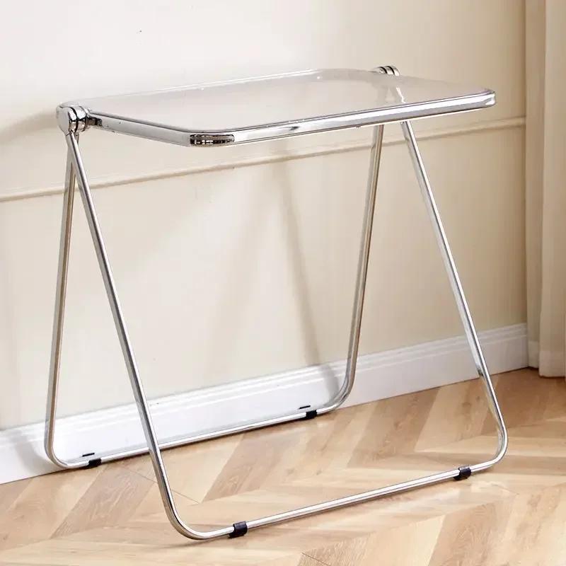 Acrylic Folding Desk Portable Small Table Study Desk Balcony Computer Table Mini Bedroom Bed Side Table Furniture Living Room