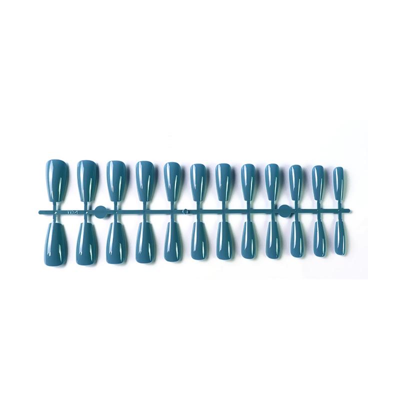 24pcs/set DIY Quick Nails Solid Color Glossy Long Ballet False Nails Multicolor Strips Finished Wear Nail Art