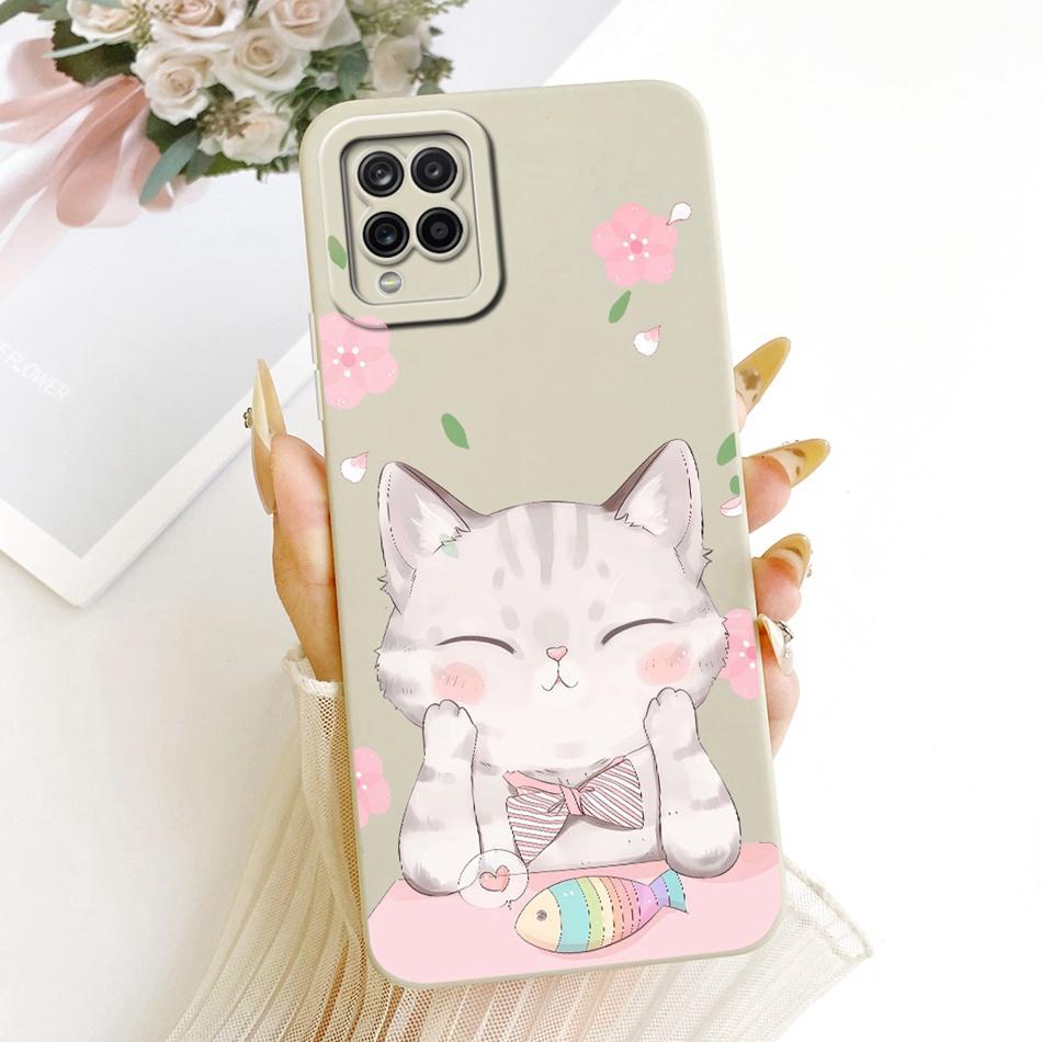 For Samsung Galaxy A12 M12 SM-A125F A127F Cute Cat Flower Butterfly Cartoon Phone Case Shockproof Soft Silicone Cases