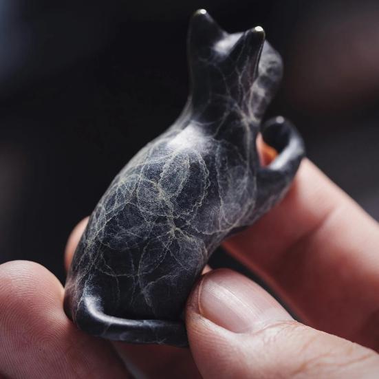 Yousheng Katze Räucherstäbchenhalter Schwarze Katze Räucherstäbchenhalter Handpolierter Dekorativer Räucherbrenner zur Entspannung Meditation Katzenliebhaber