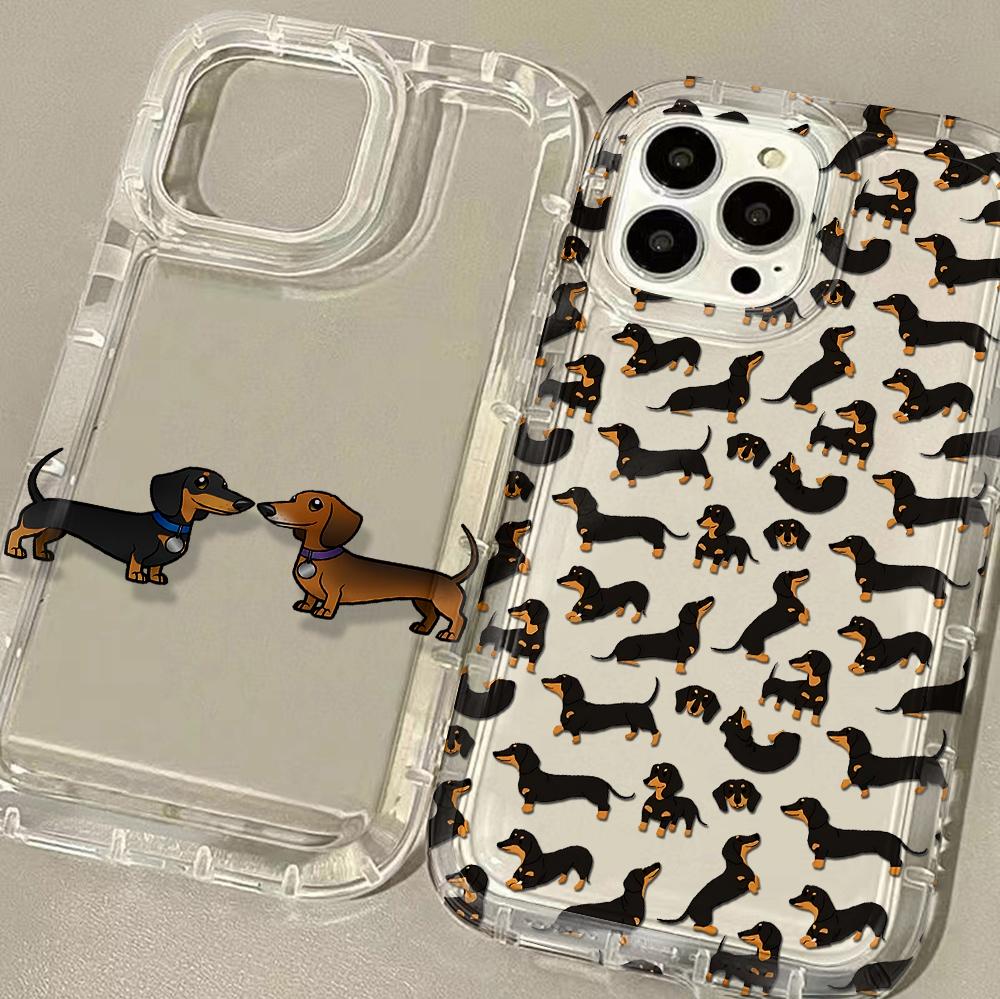 Dachshund Silhouette Dog Phone Case for Vivo Y17s Y78 Y77 Y36 Y35 Y02s V40 V29 V27 S15 4G 5G Pro Airbag Anti Fall Clear Cover