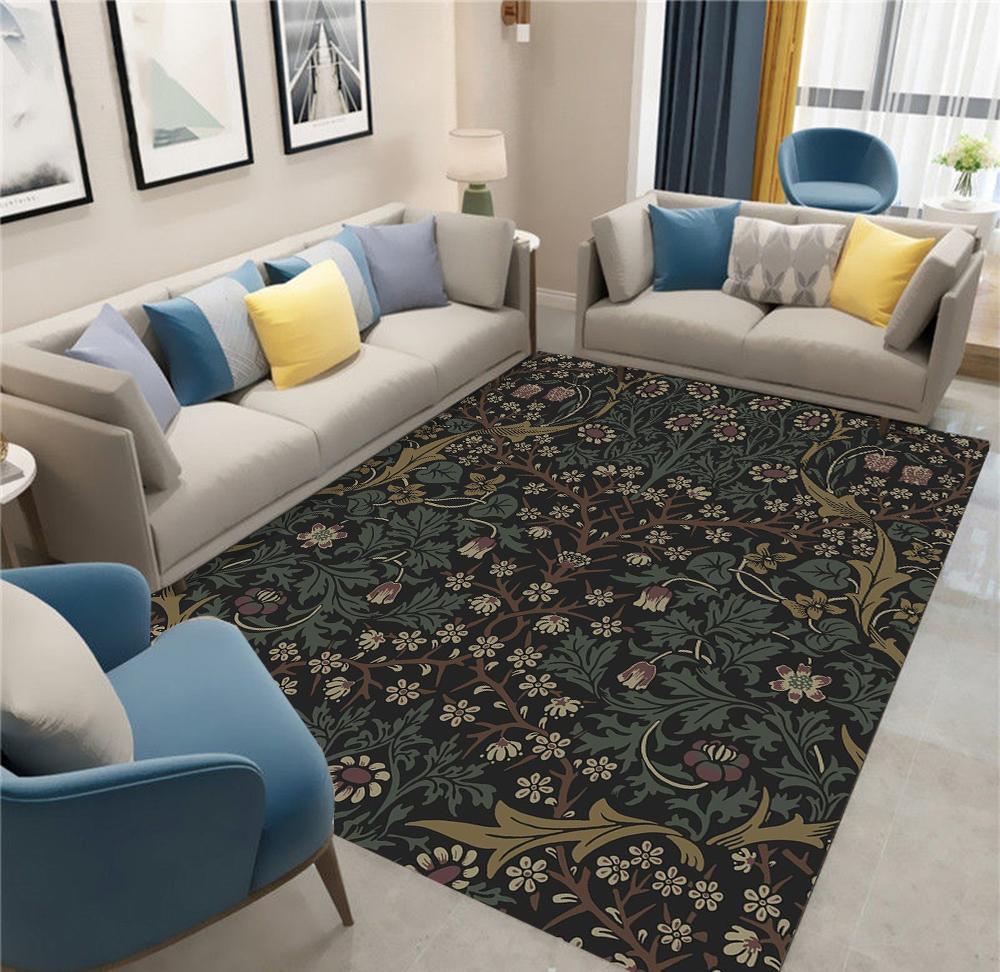 r Floral Carpet Bedside Floor Mat Anti-slip Vintage Animal Rug Moroccan Carpets for Living Room Decorative