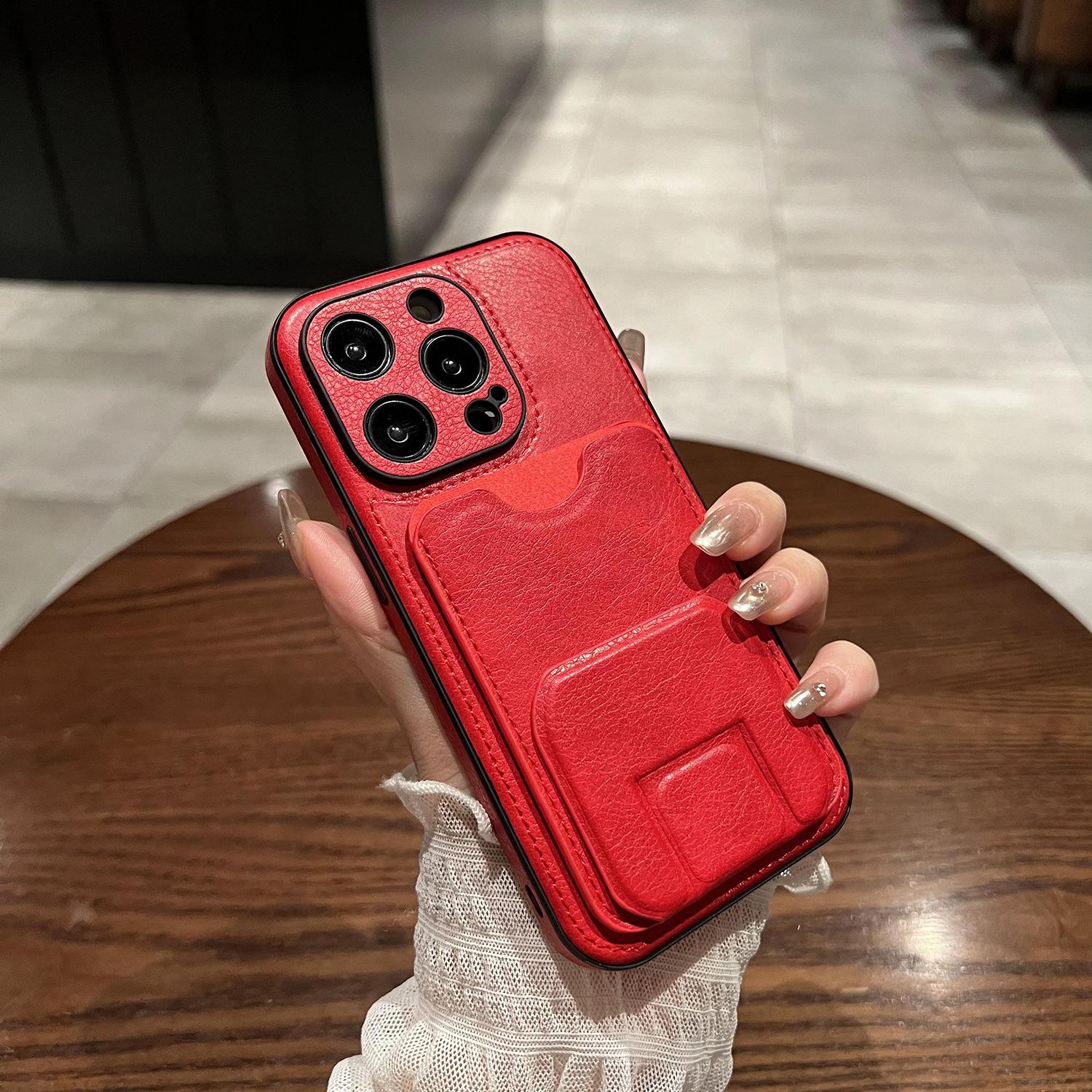 

Подходит для чехла для телефона Apple 16promax, iPhone15, для деловых мужчин 14, противоударный 13, креативная подставка со слотом для карт и кожаный чехол iPhone 12 6.1 inches