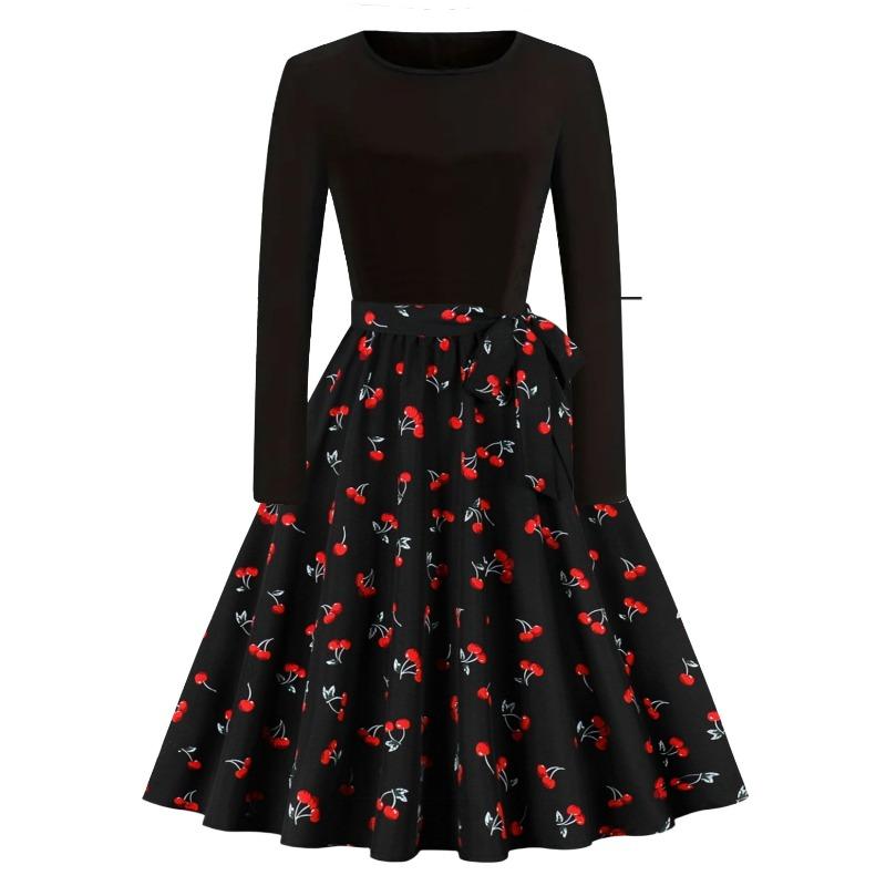 JPNTKY Fashion Spring Autumn Long Sleeve O-Neck Casual Dresses