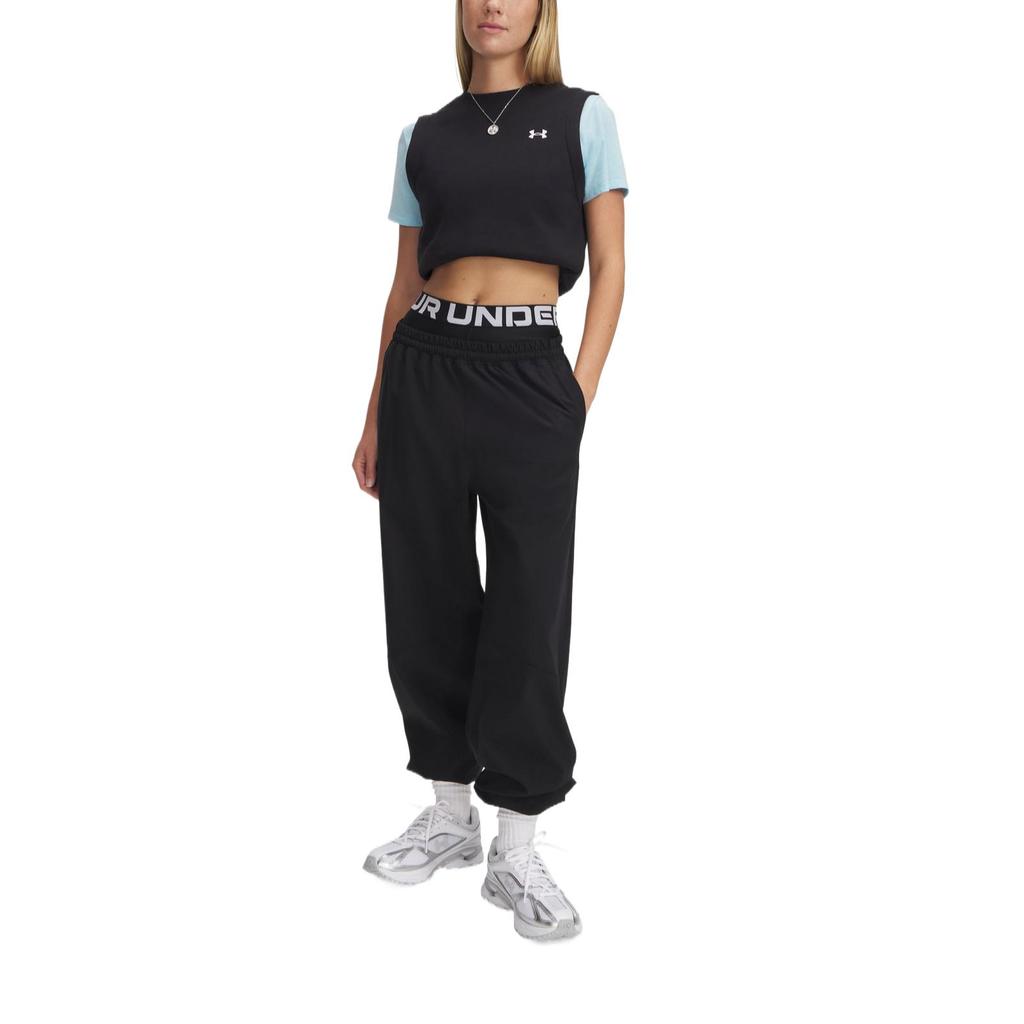Under Armour Rival Comfortable Stylish Versatile Knitted Sports Pants Women bottoms Black 6005512-001