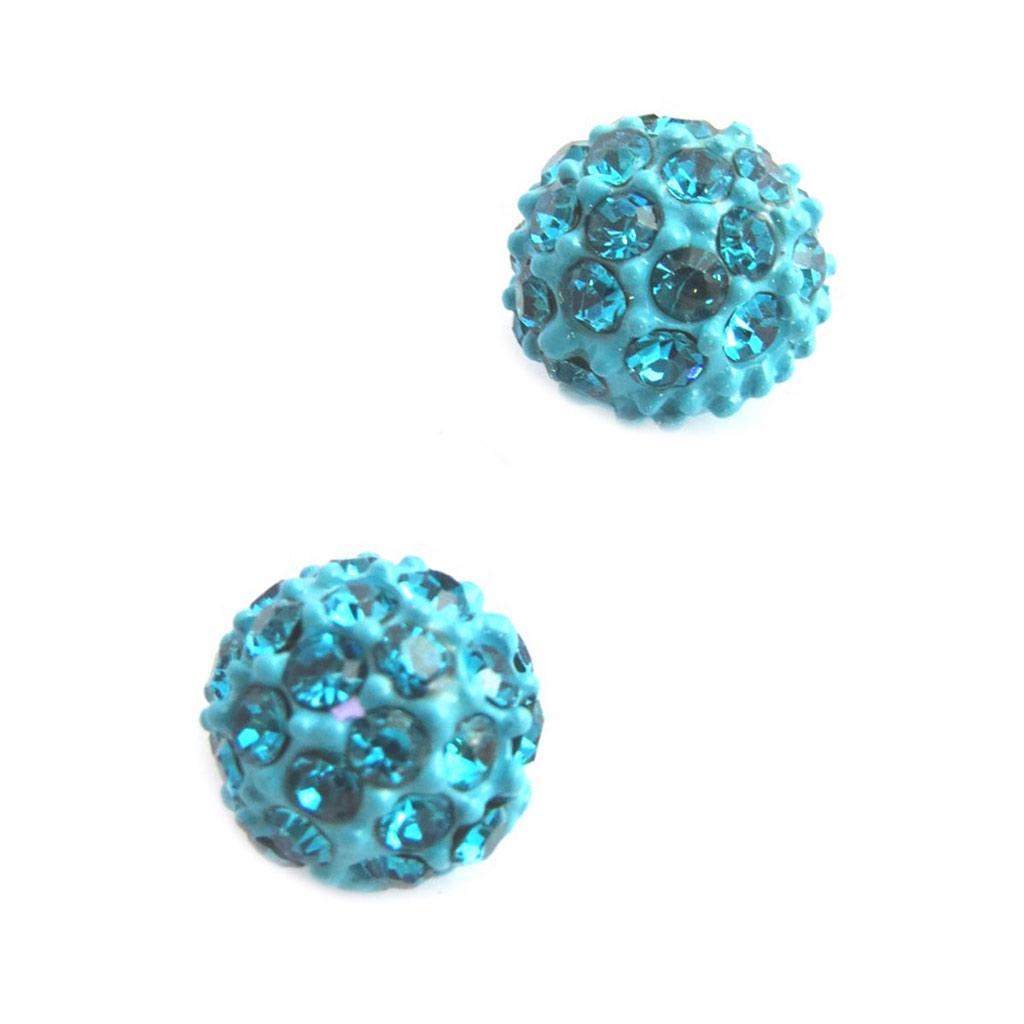 Les Trésors De Lily [G9469] - Boucles Créateur 'Sissi' turquoise (cristal) - 8 mm