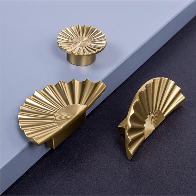 1PC Light Luxury Closet Door Handle French Semi-circular Fan-shaped  Gold Cabinet Drawer Furniture accessories--For Cabinet Doors, Cabinets, Drawers