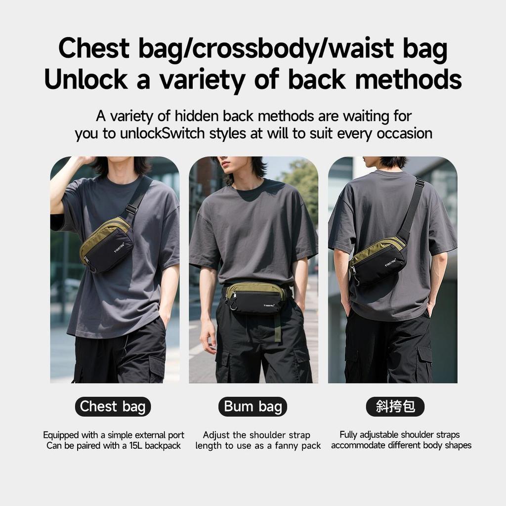 Tigernu Bolsa de Cintura Pochetes Para Homens Bolsas de Peito Bolsa de Cinto Masculina Casual Saco de Quadril Leve Bolsa de Ombro Para Homens Bolsa Transversal