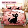 Pink Bombay Cat Pattern Bedding Home Decoration Birthday Gift (1 * Duvet Cover + 2 * Pillowcase, Without Core)