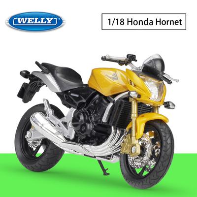 Scala 1/18 Welly HONDA Hornet Modello di moto in lega Fonde sotto pressione Veicoli giocattolo in metallo Modello di moto Collezione di alta simulazione Regali per bambini