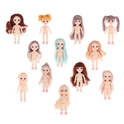 16cm Mini-Puppenkörper mit 3 und langhaarigen Mädchen Geburtstag Geschenk